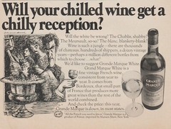 1977 Grande Marque White Wine – « Get A Chilly Reception? » – Print Ad Cartoon Art