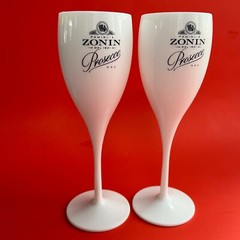 (2) rare FAMIGLIA ZONIN PROSECCO sparkling wine ACRYLIC promo GLASSES – NEW