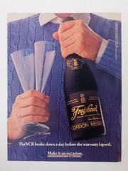 1980&rsquo;s Freixenet Cordon Negro Champagne VCR Sweater Vintage Magazine Print Ad