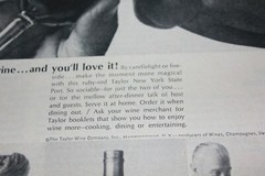 1964 Taylor Port Wine Couple Drinking Vintage Print Ad magazine mid-century B&W