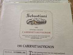 Lot of 7 SEBASTIANI Wine Labels w/Fact Sheets in Plastic Sleeves ~ 1980&rsquo;s
