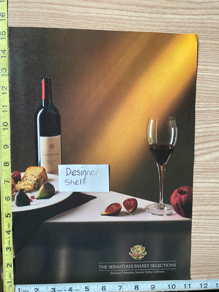 Sebastiani Wines Fig & Cheese Scene 1988 Vintage Print Advertisement