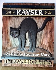 Vintage Julius Kayser & Co Wall Plaque Sign Zeller Schwarze Kartz Black Cat RARE