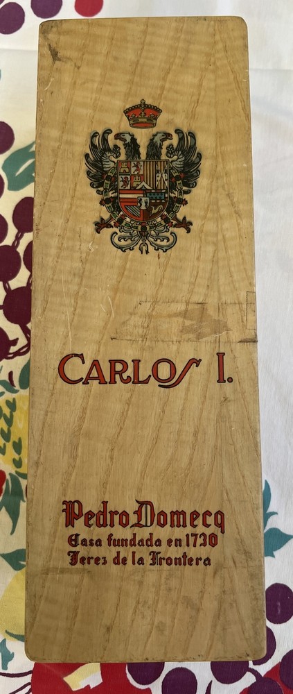 VINTAGE PEDRO DOMECQ CARLOS I SHERRY BRANDY WINE BOX CRATE 12.25 x 4.25 x 3.75