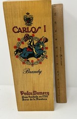 Carlos 1 Brandy Wooden Box Pedro Domecq Spain 12 1/4&Prime;x4 3/8&Prime;x3 3/4&Prime; Box Only