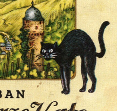 Vintage Zeller Schwarze Katz German Wine Bottle Label Black Cat