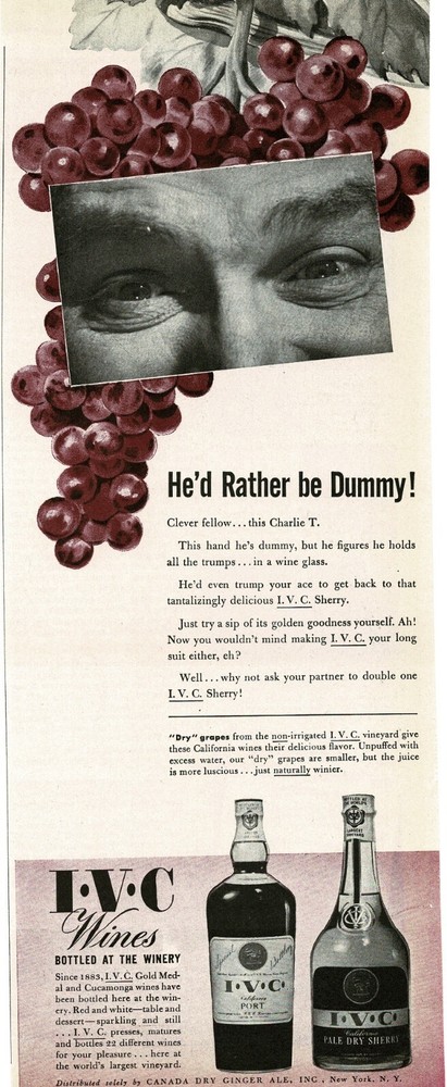 1943 I.V.C. Wines Port Sherry Purple Grapes Vintage Print Ad