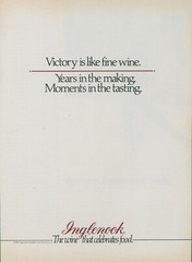 1984 Inglenook Wine Victory Is Like Fine Wine Celebrates Food Vtg Print Ad SI6