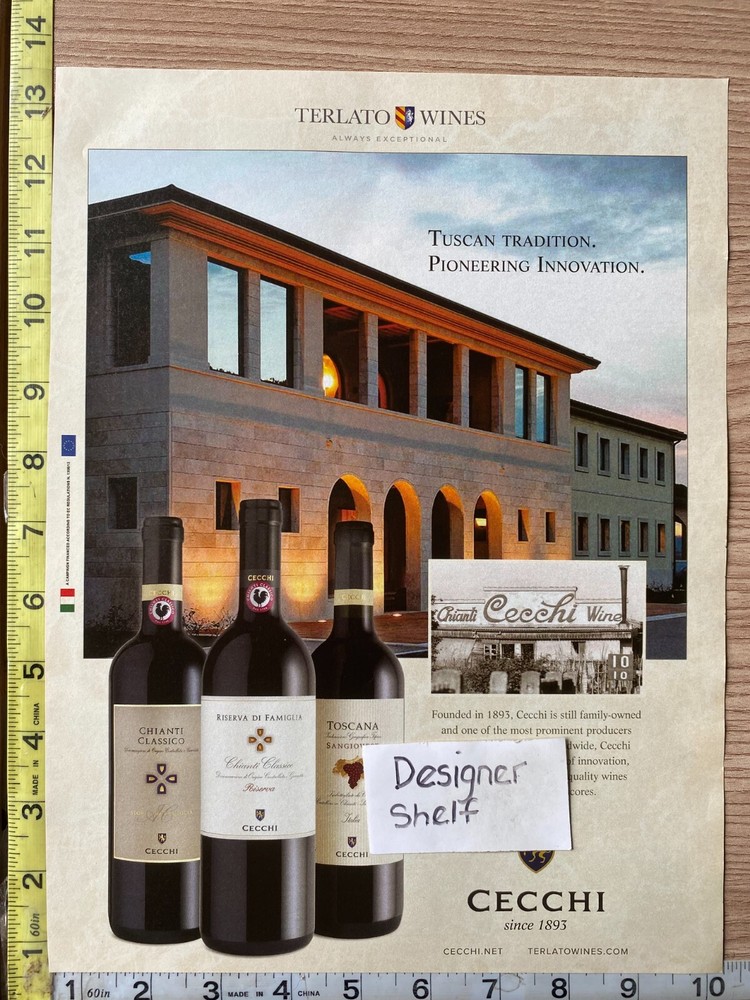 Cecchi Wines Tuscan Vineyard Scene 2015 Print Ad Advertisement