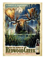 Redwood Creek WINE POSTER Art Advertising 18×24*Lg Bull Moose *Mountain Range