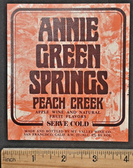 Annie Green Springs Peach Creek Wine Label San Francisco California Unused