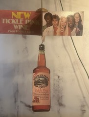 70’S BOONE’S FARM “TICKLED PINK” TICKLE PINK FRUIT WINE 40”+DANGLER WINE SIGN