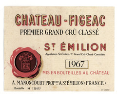 Chateau Figeac Wine Label 1967 France French