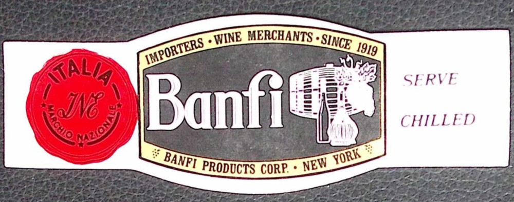 Vintage Banfi Italian Wine Bottle Neck Label Serve Chilled Advertising