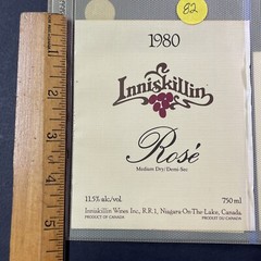 Vintage 1980 Inniskillin Winery Rose Wine UNUSED Paper Label Niagara Q82