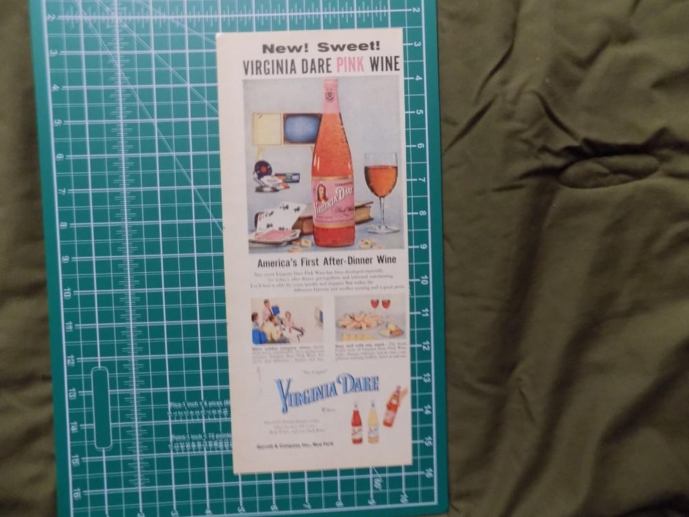 1957 PRINT AD VIRGINIA DARE PINK WINE AFTER DINNER