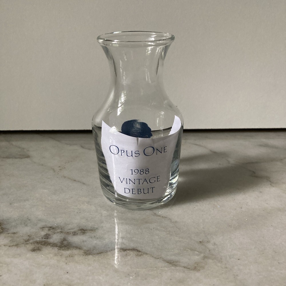 OPUS ONE Wine 1988 Vintage Debut Glass Carafe Decanter Small 3oz 3 3/4&Prime; RARE
