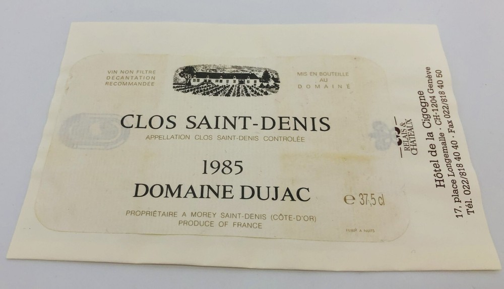 Clos Saint – Denis Domaine Dujac 1985 – Vintage Wine Labels