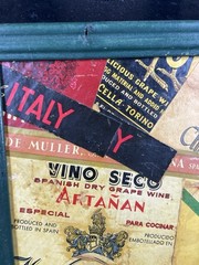 2 Small Vintage Collages Of Wine Labels Framed French & Italian Wine Cellar Art