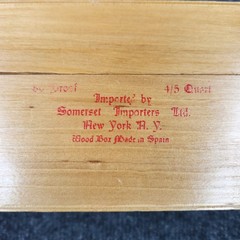 Vintage Carlos I Pedro Domecq Brandy Wooden Box Hinged Bottle Case Bar Decor Spa