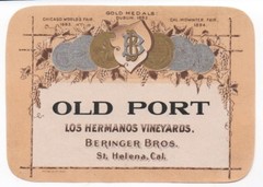1890s Old Port Wine Label Beringer Bros Los Hermanos Vineyard St Helena CA