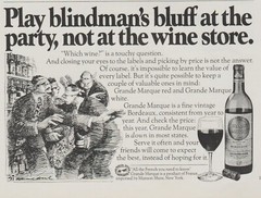 1977 Grande Marque Wine – « Play Blindman&rsquo;s Bluff At Party »- Print Ad Cartoon Art