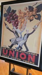 LES VINS SELECTIONNES UNION ITALIAN WINE WAITERS ADVERTISEMENT POSTER FRAMED