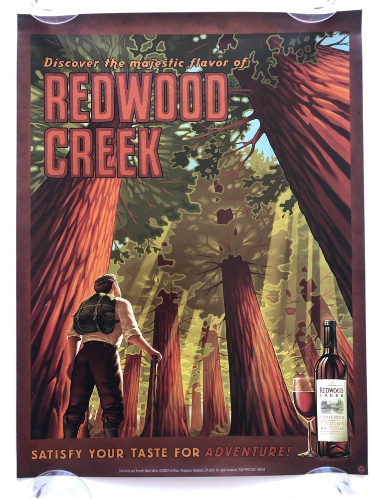 Redwood Creek Wines Poster 2008 Frei Bros 2 Sided 24&Prime;h X 18&Prime;w