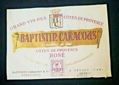 VNTG WINE LABEL 1960 BAPTISTIN CARACOUS Grand vin des Côtes de Provence ROSE