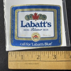 Vintage 1980s Labatt Blue (No French) UNUSED Foil Label London Ontario Q2015
