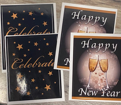 Wine Bottle Labels Novelty Decorative, 2 New Years & 2 Celebrate, Party Time Fun