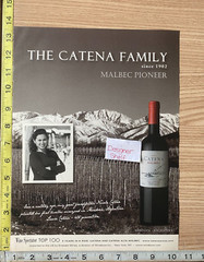 Catena 2007 Malbec Wine Laura Catena Mountain Snow Scene Print Advertisement