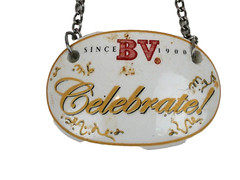 2 BV Celebrate! Wine Bottle Charm Excellent Condition Ceramic