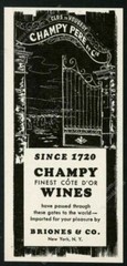 1951 Clos de Vougeot Champy Pere wine vineyard gate art vintage print ad