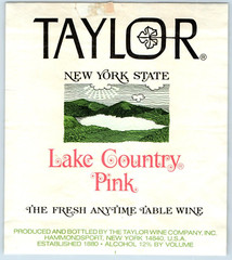 Vintage Taylor Lake County Pink New York Wine Bottle Label Original S1E