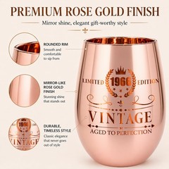 60th Birthday Gifts for Women- Vintage 1966 60th Birthday Wine Glass Engraved…