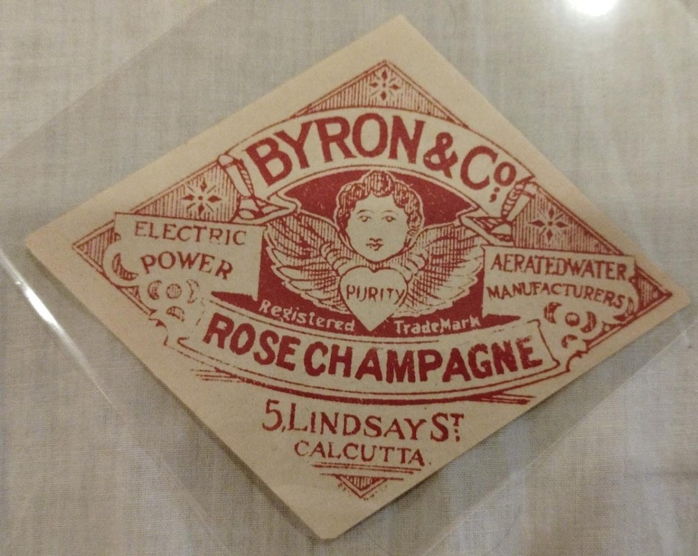 India Byron & Co. Rose Champagne Label Calcutta Label very crispy paper