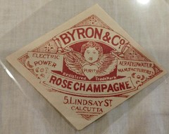 India Byron & Co. Rose Champagne Label Calcutta Label very crispy paper