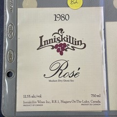 Vintage 1980 Inniskillin Winery Rose Wine UNUSED Paper Label Niagara Q82