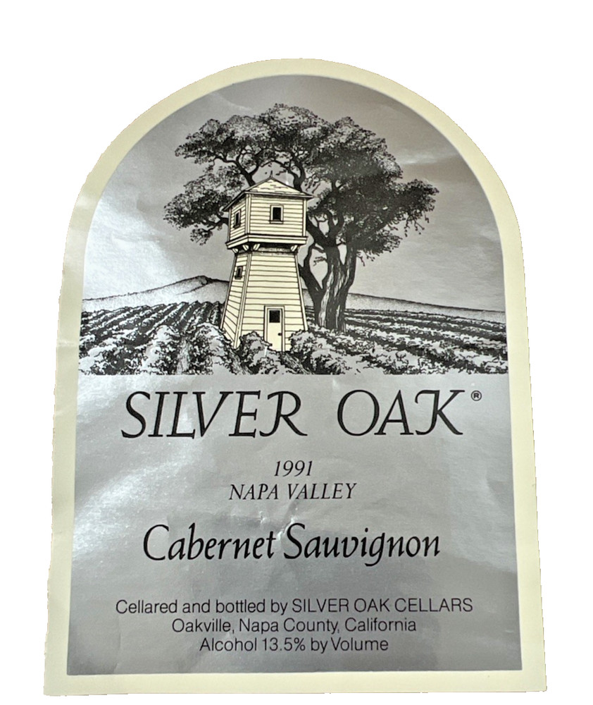 VTG Label for Silver Oak Cellars 1991 Napa Valley Cabernet Sauvignon RARE