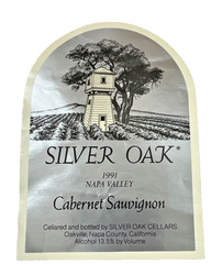 VTG Label for Silver Oak Cellars 1991 Napa Valley Cabernet Sauvignon RARE