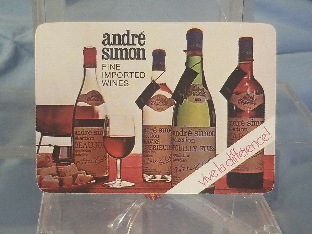 Advertising Pocket Wallet Card: ANDRE SIMON Imported Wine VINTAGE CHART
