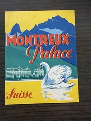 Vintage Montreux Palace Suisse Switzerland Travel Hotel Label