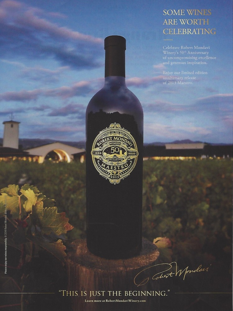 2016 Robert Mondavi Wine Maestro 50th Anniversary Winery PRINT AD advertisement