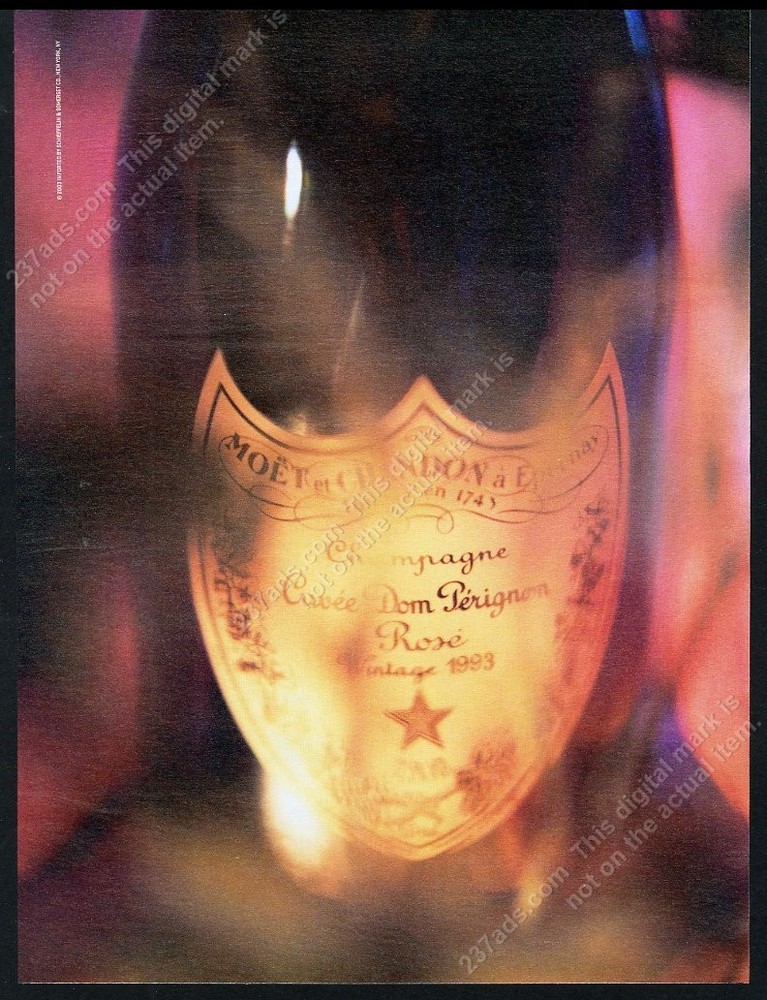 2003 Dom Perignon Rose champagne 1993 bottle photo vintage print ad