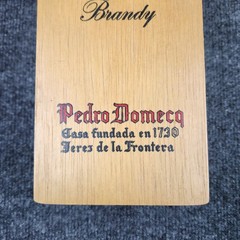 Vintage Carlos I Pedro Domecq Brandy Wooden Box Hinged Bottle Case Bar Decor Spa