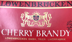 VTG Lowenbrucken Cherry Brandy 25% Wine Bottle Label 2.5×5.25 Germany
