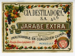 1920s Color Mexican Wine Label for Jarabe Extra Cia. Destiladora S.A.