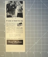 Great Western Wines Ad Vintage 1940s Mid Century Bar Wall Art Rheims NY 1943
