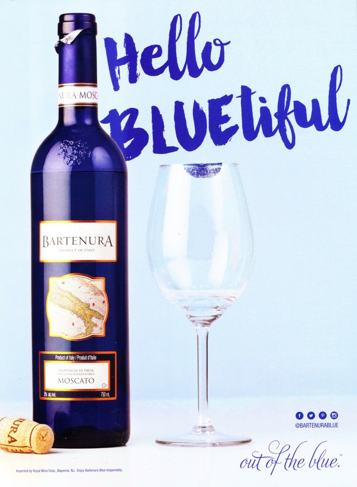 BARTENURA WINE AD #4 RARE 2015 OUT OF PRINT « HELLO BLUETIFUL »